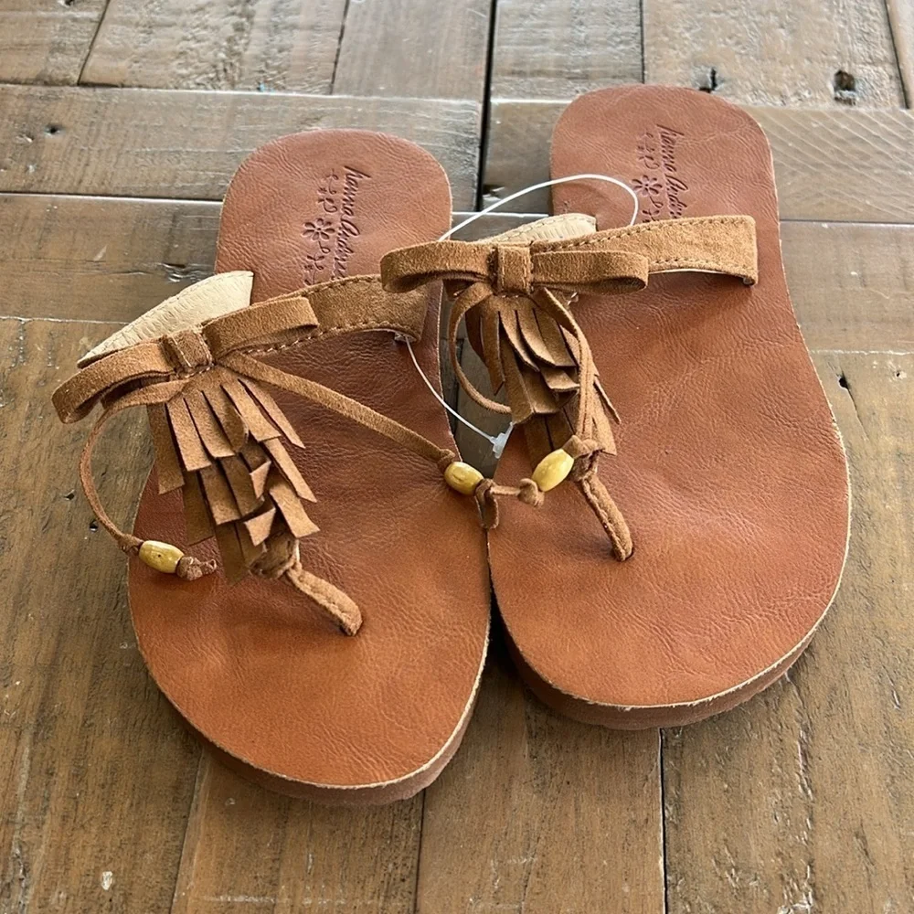 Hanna andersson fringed suede sandals